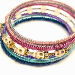 Handmade Skulls Memory Wire Bracelet